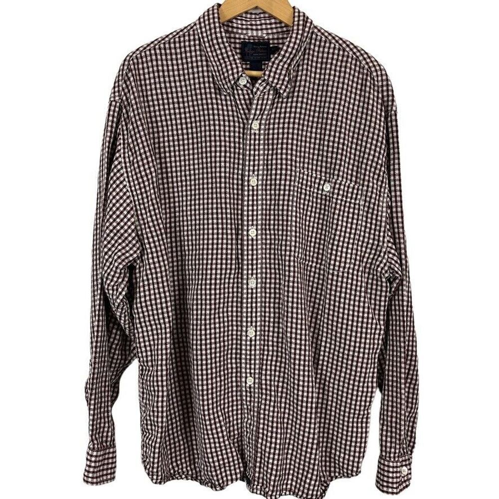 Tommy Bahama Indigo Palms Tencel & Linen Plaid Button Down Long Sleeve Shirt XL